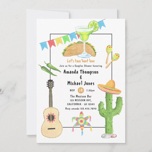 Mexican Fiesta Taco 'bout Love Couples Shower Invitation (Front)