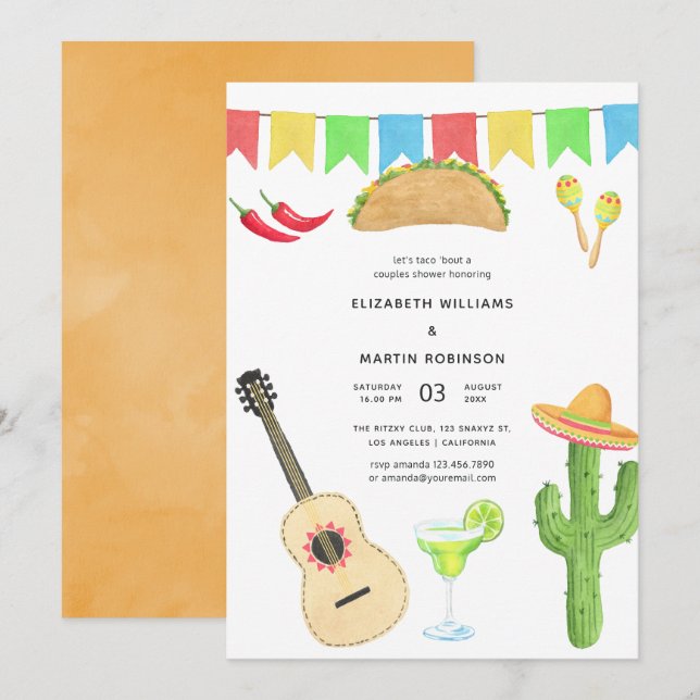 Mexican Fiesta Taco 'bout Love Couples Shower Invitation (Front/Back)
