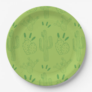 Mexican Fiesta Taco Cactus Green Paper Plate