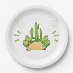 Mexican Fiesta Taco Cactus Paper Plate