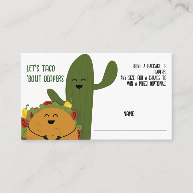 Mexican fiesta taco couples Diaper Raffle Enclosure Card (Front)