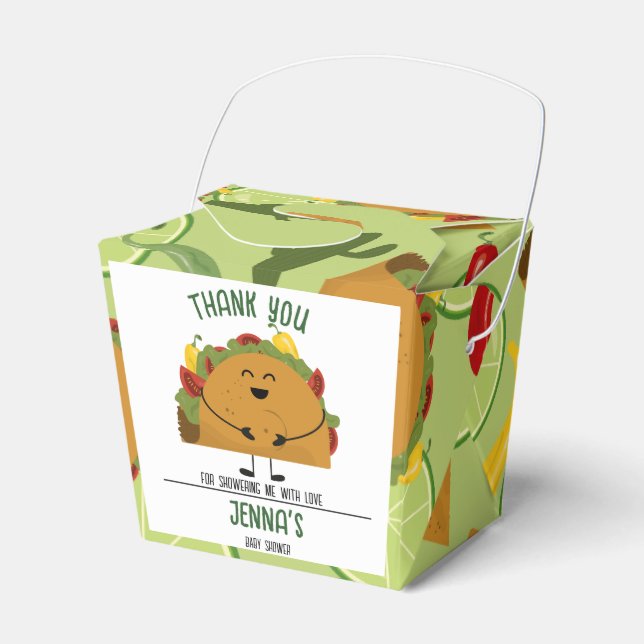 Mexican fiesta taco thank you baby shower favour box (Front Side)