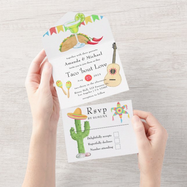 Mexican Fiesta Taco Wedding/Couples Shower All In One Invitation (Tearaway)