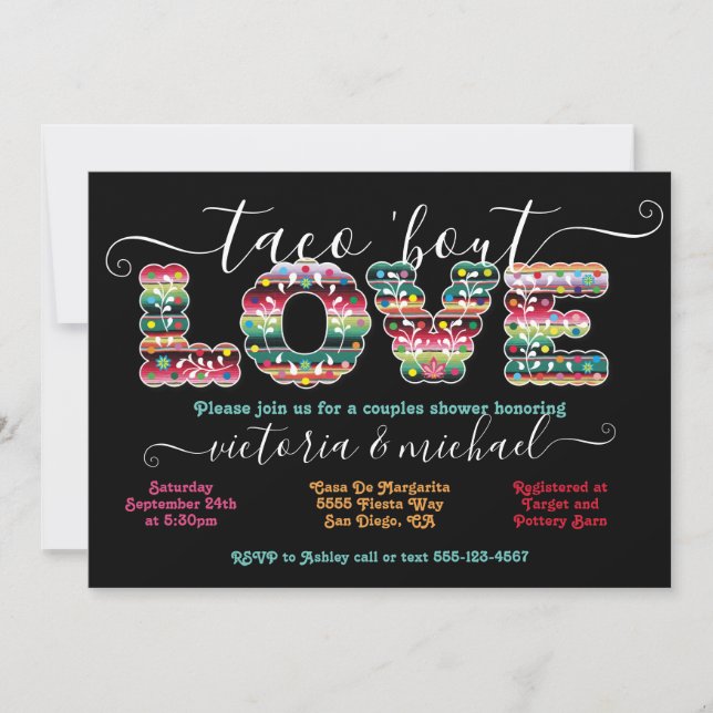 Mexican Fiesta Taco'bout Love couples shower  Invi Invitation (Front)