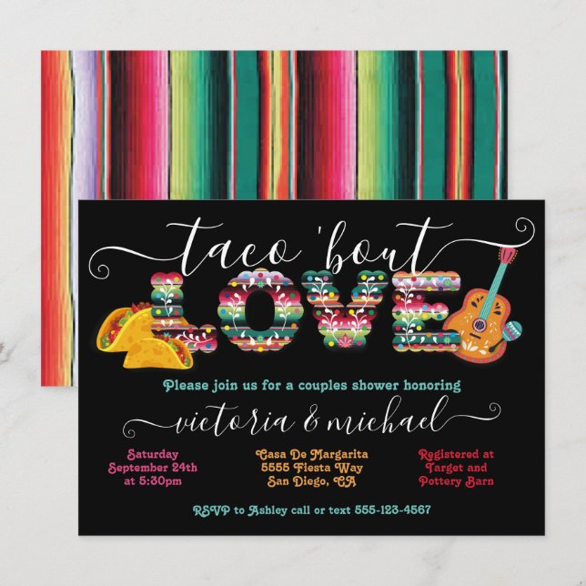 Mexican Fiesta Taco'bout Love couples shower  Invi Invitation (Front/Back)