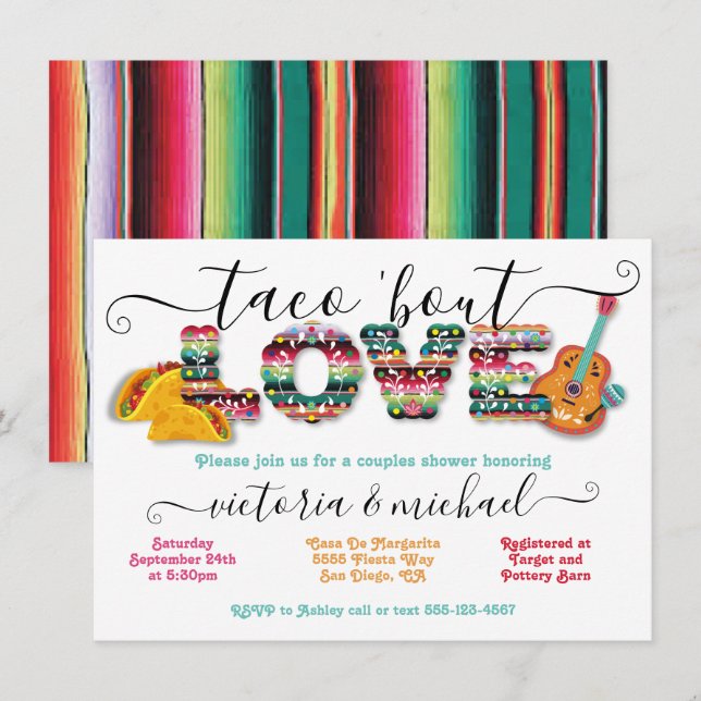 Mexican Fiesta Taco'bout Love couples shower  Invitation (Front/Back)