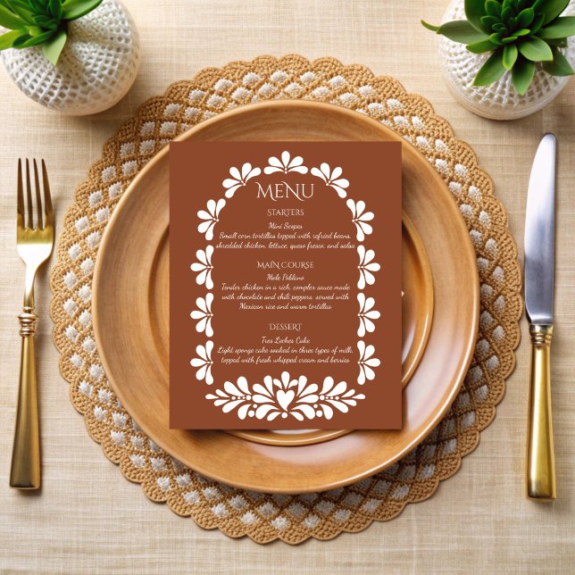 Mexican fiesta talavera terracotta boho menu cards (Mexican fiesta vintage talavera terracotta boho arch menu cards personalized menu cards )