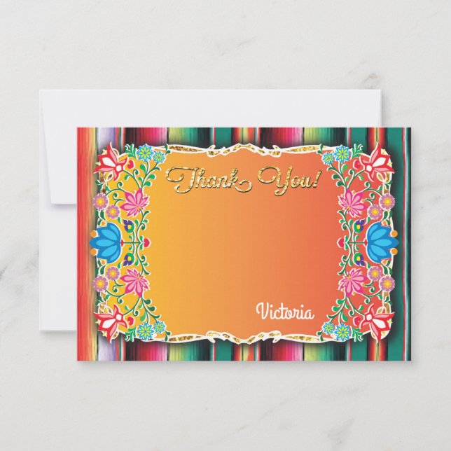 Mexican Fiesta Thank you note card (Front)