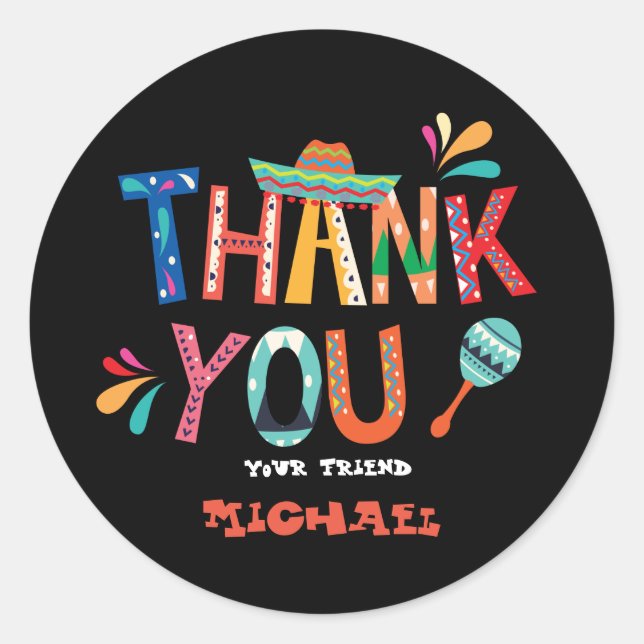 Mexican FIesta Thank you stickers (Front)