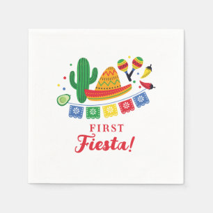 Mexican Fiesta Theme First Birthday Invitation Napkin