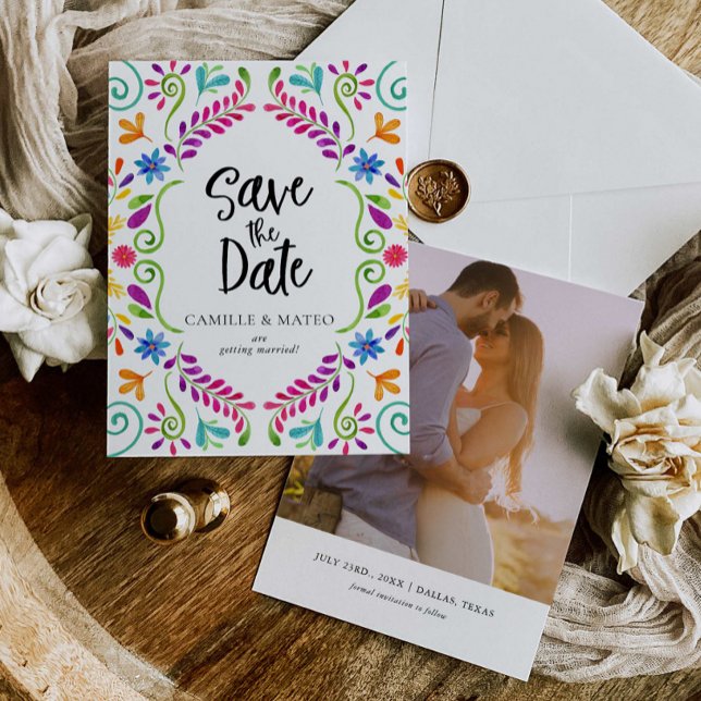 Mexican Fiesta Theme Save the Date with Photo Invitation (Creator Uploaded)