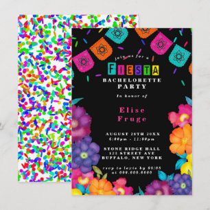 Mexican Fiesta Vivid Florals Bachelorette Party Invitation