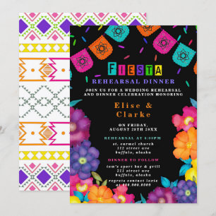 Mexican Fiesta Vivid Florals Rehearsal Dinner Invitation