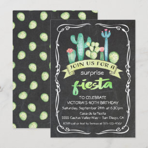 Mexican Fiesta Watercolor Cactus and succulents Invitation
