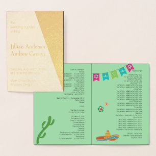 Mexican Fiesta Wedding Itinerary Coral Foil Card