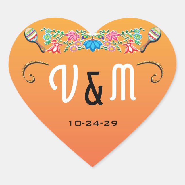 Mexican Fiesta wedding stickers (Front)