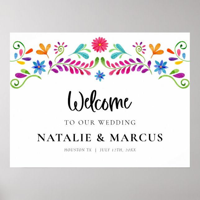 Mexican Fiesta Wedding Welcome Poster (Front)