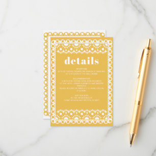 Mexican Fiesta Yellow Papel Picado Boho Wedding Enclosure Card