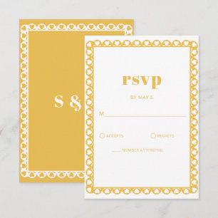 Mexican Fiesta Yellow Papel Picado Boho Wedding RSVP Card