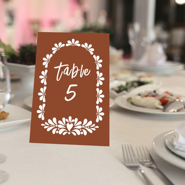 Mexican fiestaparty terracotta talavera table number (Mexican fiesta party terracotta talavera table number cards talavera table decor party supplies)