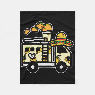 Mexican Fire Truck Sombrero Taco Cinco De Mayo Kid Fleece Blanket