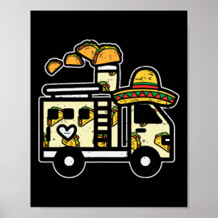 Mexican Fire Truck Sombrero Taco Cinco De Mayo Kid Poster