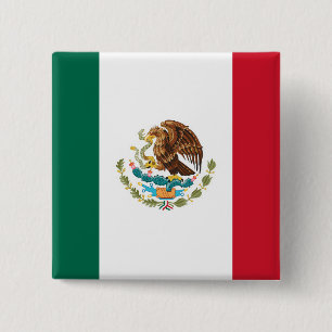 Mexican Flag 15 Cm Square Badge