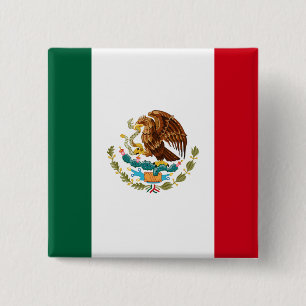 Mexican Flag  15 Cm Square Badge
