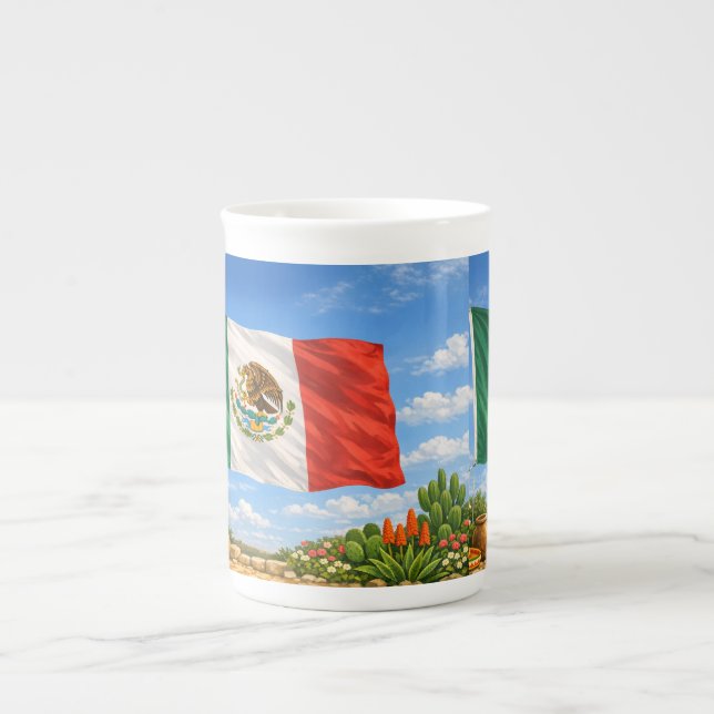 Mexican Flag  Bone China Mug (Front)