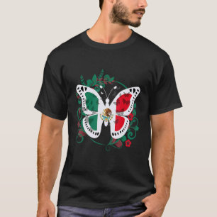 Mexican Flag Butterfly Mexican Womens Girls Cinco  T-Shirt