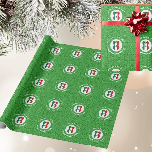 Mexican Flag Christmas Angel Personalised  Wrapping Paper (Creator Uploaded)