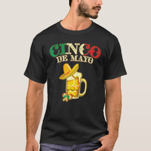 Mexican Flag Cinco De Mayo With A Beer And Maracas T-Shirt