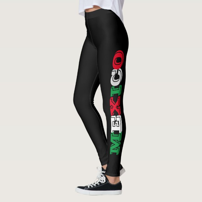 mexican flag country pride yoga fit womens fashion leggings (Left)