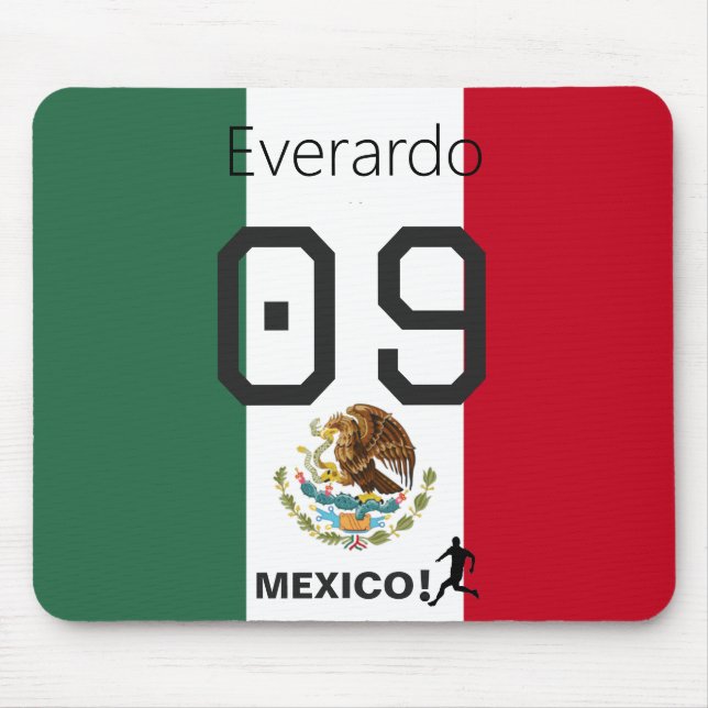 Mexican Flag Desktop Goal Kick Custom Name Mouse Mat (Front)
