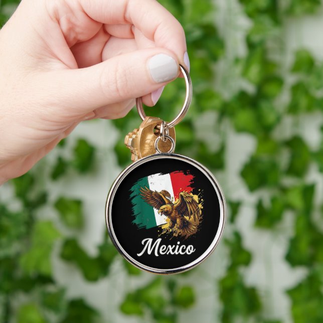 Mexican Flag Eagle Pride Vintage Key Ring (Hand)