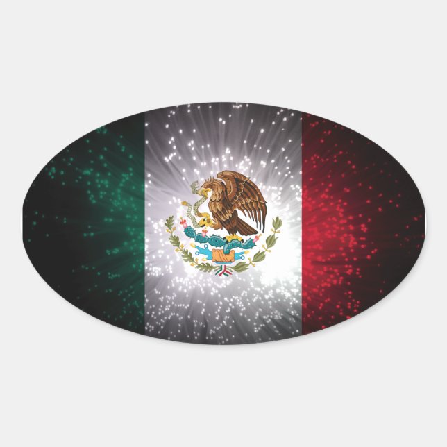 Mexican Flag Firework Oval Sticker (Front)