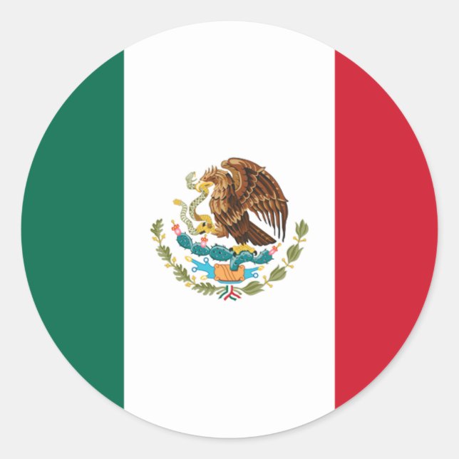 Mexican Flag, Flag of Mexico Classic Round Sticker (Front)