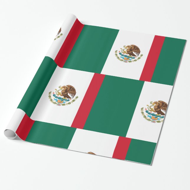 Mexican Flag - Flag of Mexico Wrapping Paper (Unrolled)