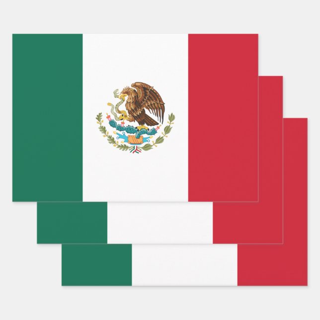 Mexican Flag - Flag of Mexico Wrapping Paper Sheet (Set)
