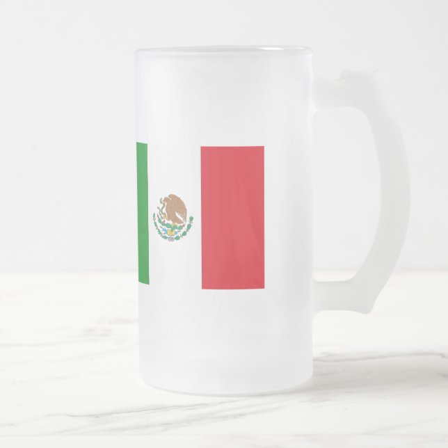 Mexican Flag Frosted Glass Beer Mug (Right)