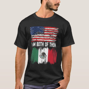 Mexican Flag Half American Flag Half Mexico Flag M T-Shirt