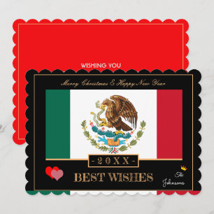 Mexican Flag & Happy New Year/Best Wishes Mexico Holiday Card
