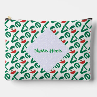 Mexican Flag Heart Green LOVE Tiled Personalised  Accessory Pouch