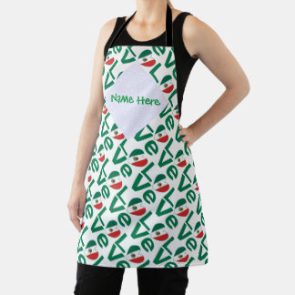 Mexican Flag Heart Green LOVE Tiled Personalised  Apron