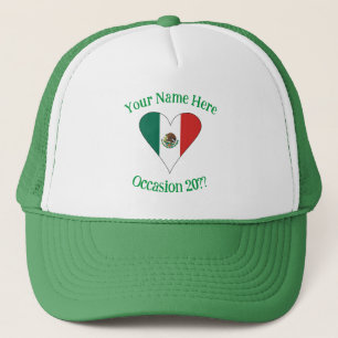 Mexican Flag Heart Personalised  Trucker Hat