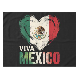 Mexican Flag Heart Viva Mexico Independence Day Tablecloth