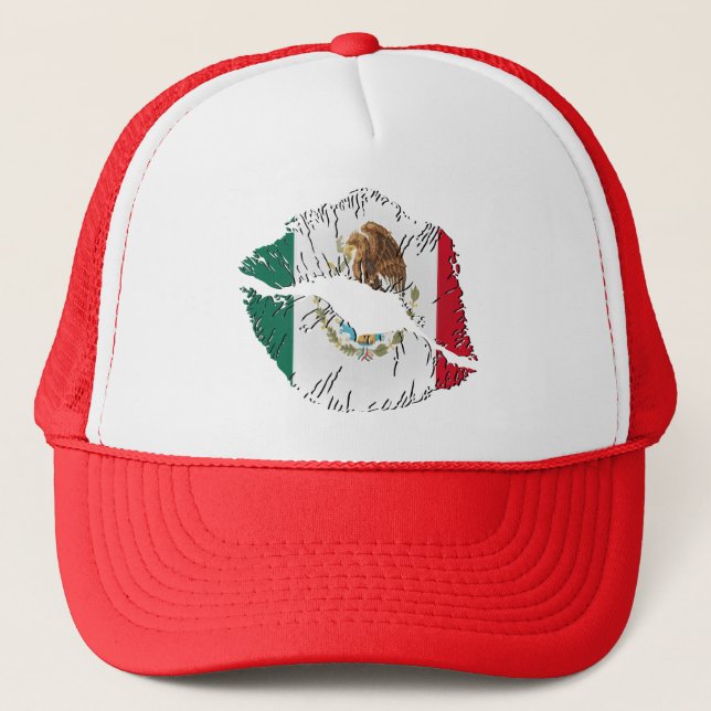 Mexican Flag Lips Trucker Hat (Front)