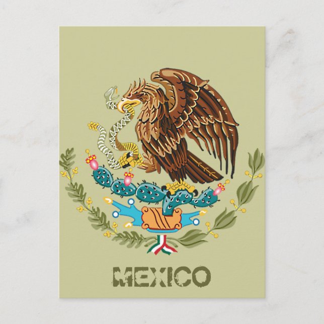 MEXICAN FLAG - MEXICO STYLE - COAT OF ARMS POSTCARD (Front)