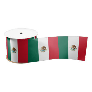 Mexican Flag & Mexico travel, holiday/sports Satin Ribbon
