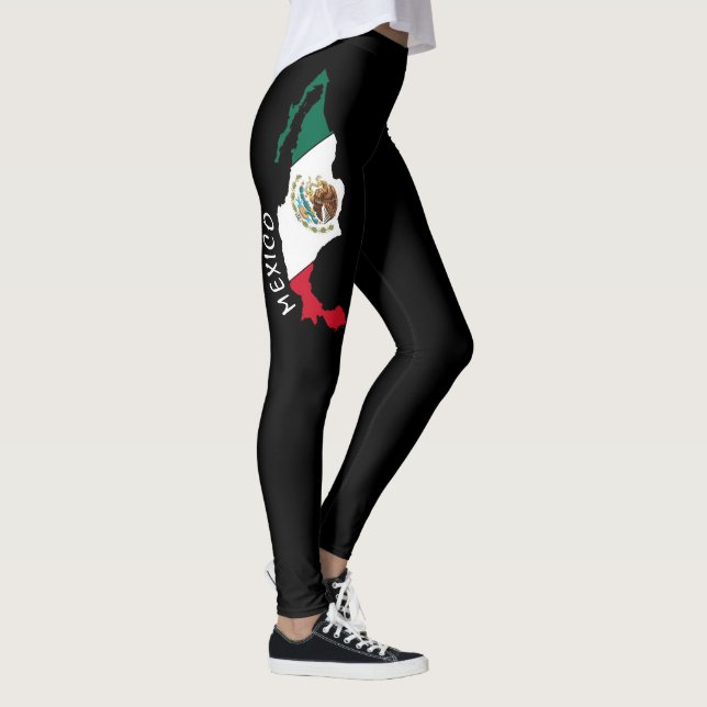 Mexican flag Mexico Women's Modern Logo stripe Leggings (Right)